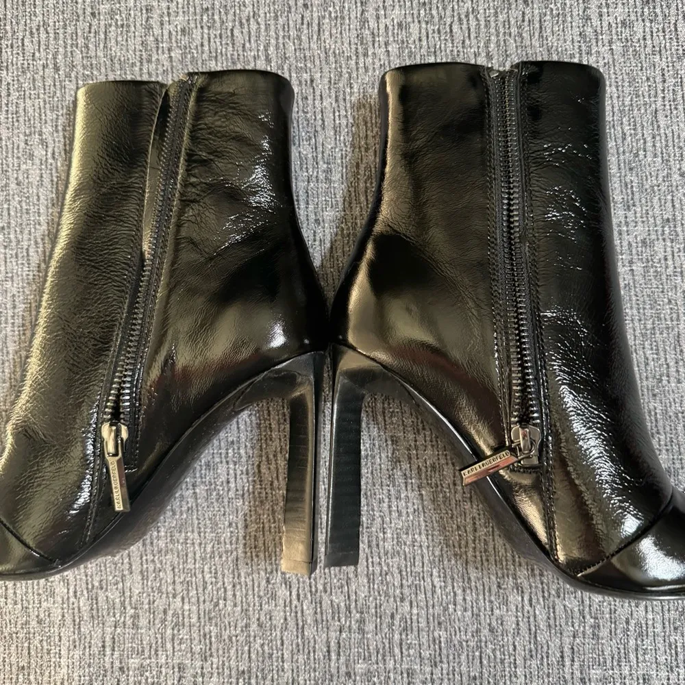 Karl Lagerfeld Paris Vica Black Patent Leather Dress Booties - Image 10