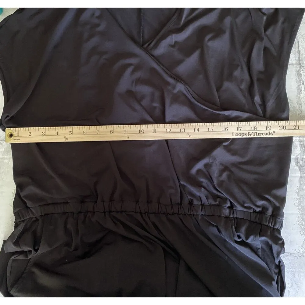 Soft Surroundings Black Crossover Neck Short Sleeve Stretchy Jumpsuit Sz 1X - Image 6