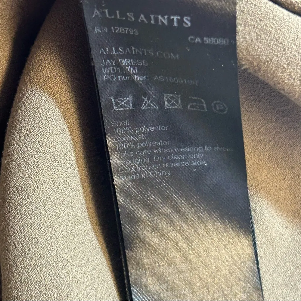 All Saints Jay Sleeveless Pleated Dress in Camo Green Size M - Image 11