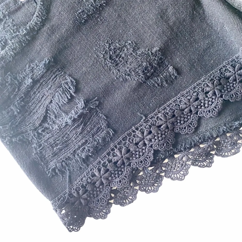 new LF Carmar Denim 𓇽 Titania Crochet Trim Denim Shorts 𓇽 Black 𓇽 Size 28 - Image 12