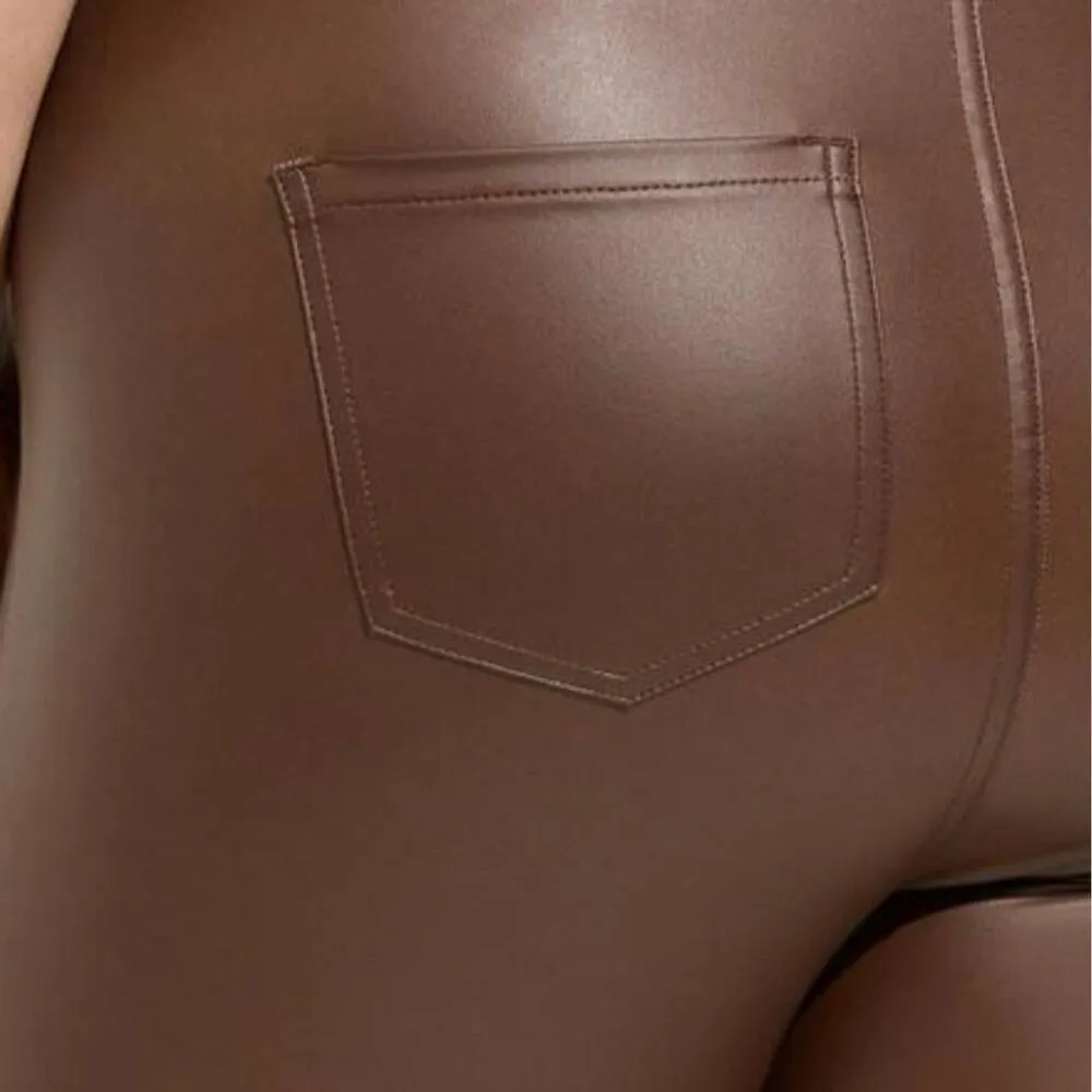 Torrid 2 Faux Leather Signature‎ Waist Mid Rise Boot Leggings Brown Sz 2x 18 20 - Image 2