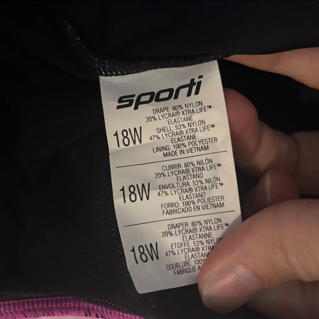 Sporti Pink and Red Colorblock Swimsuit Size 18W - Image 3