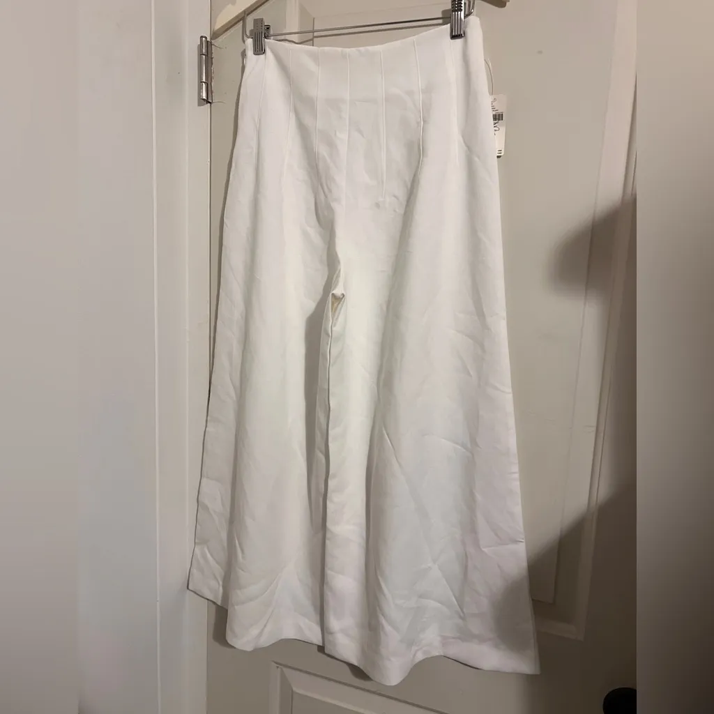 Anthropologie Maeve $138 Wide Legged White Cropped Pants Resortwear - Image 6