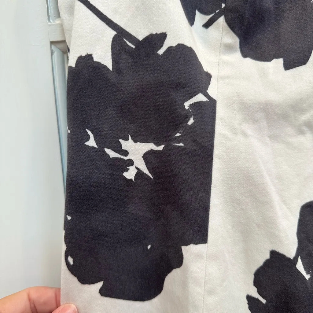 Vintage Carlisle Dark Navy & White Cotton Floral Midi Dress Ruffle Hem Size 8 M - Image 8