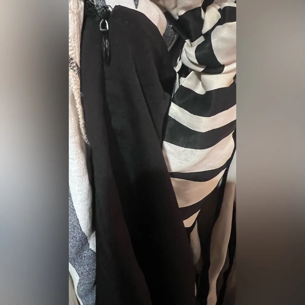 ZARA Zebra Print Satin Wrap Mini Dress w/ Tie Ruched‎ Cuffs Black & Ecru Medium - Image 16