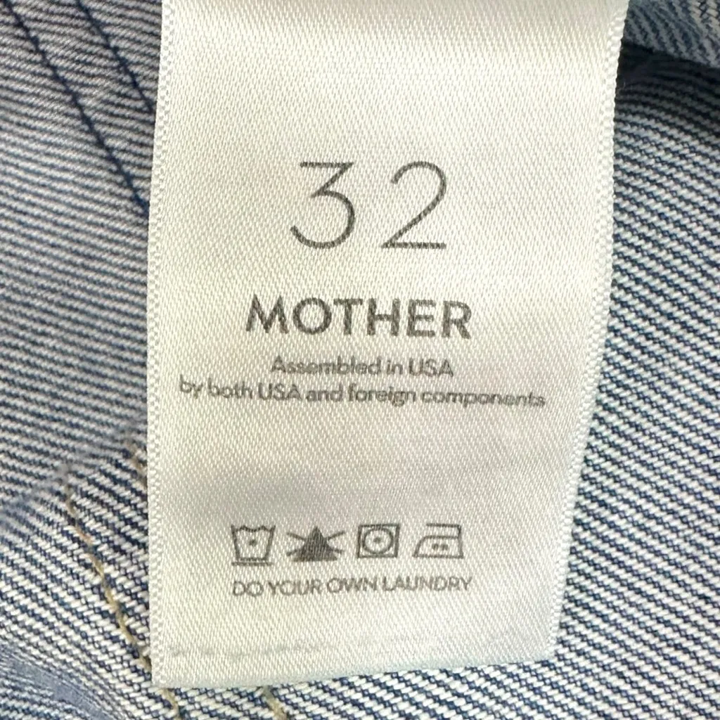 MOTHER Superior 32 Wide Leg High Rise The Patch Maven Heel Love Triangle Jeans Blue - Image 14