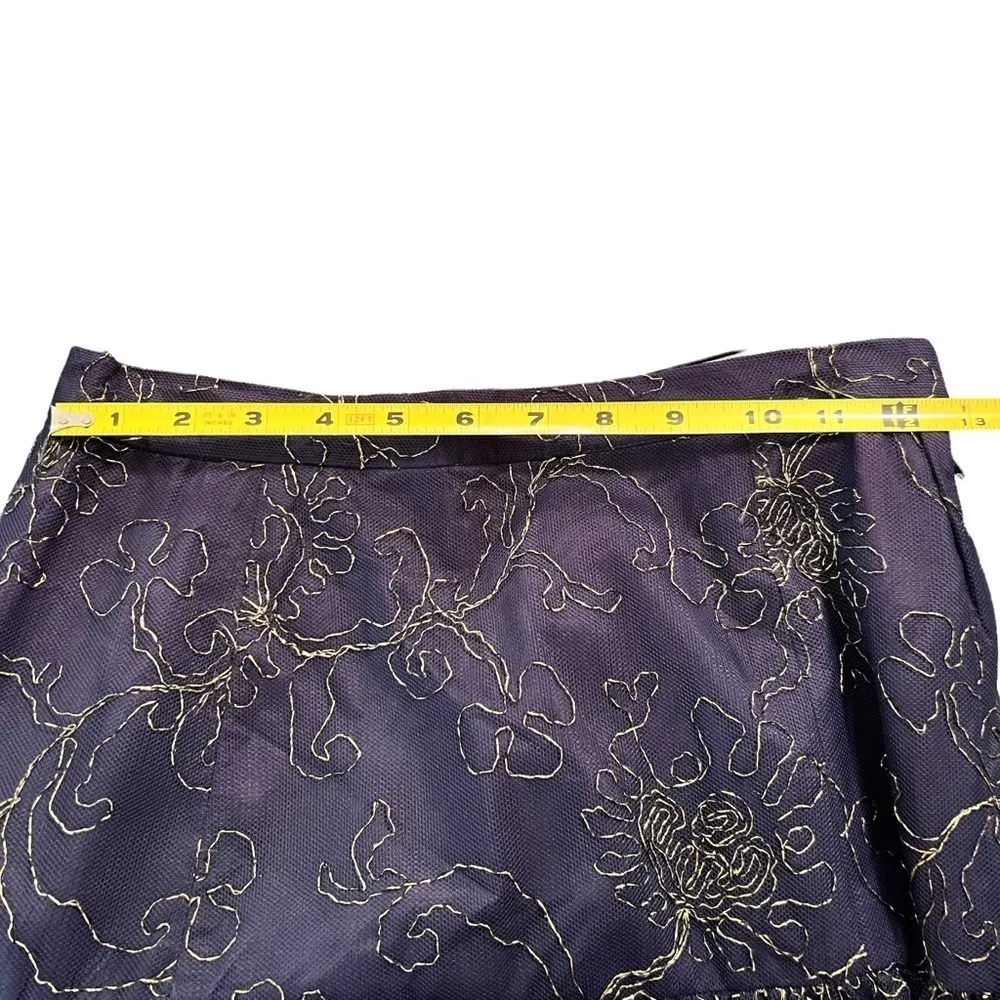 St Gillian Sportswear Vintage Drop Waist Maxi Skirt 6 Navy & Gold Sheer Fabric Blue - Image 6