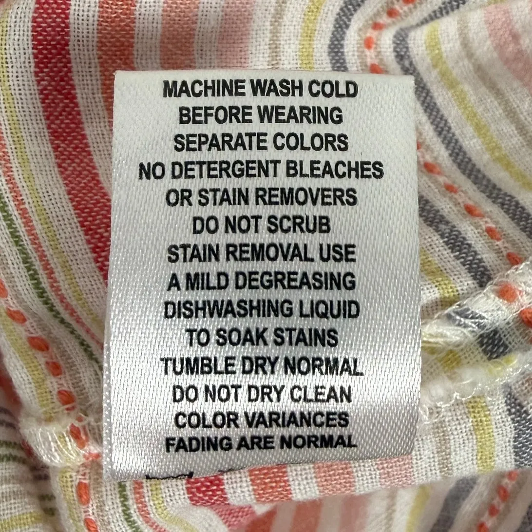 Fresh Produce Eva Tassel Tunic Top V-Neck Cotton Bright Coral Stripe Size M/L - Image 6