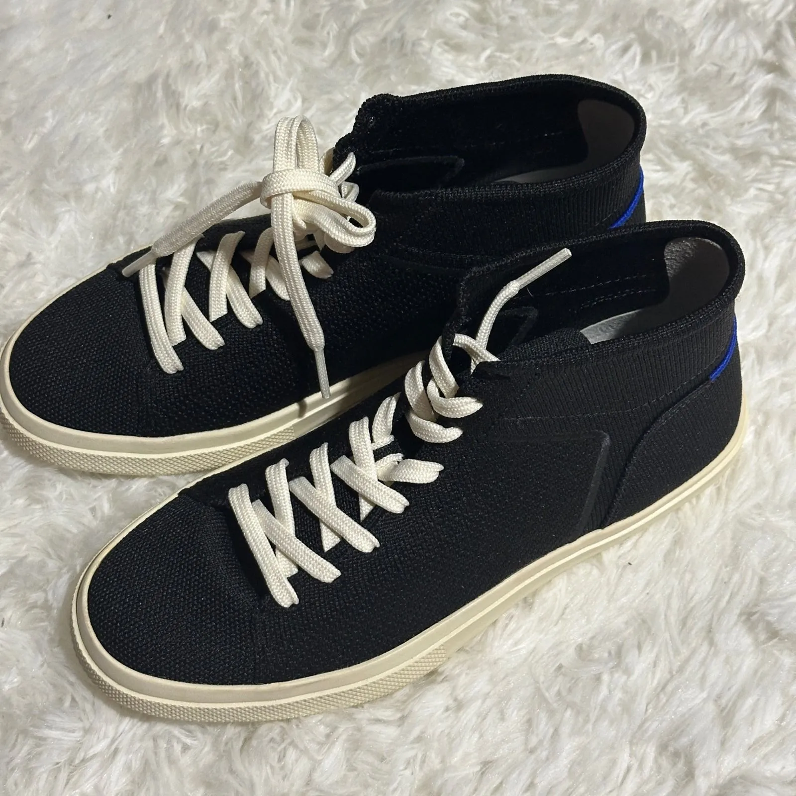 Rothy's 'The High Top Sneaker' in Black Size 7.5 Knit Fabric Lace Up Comfort - Image 3