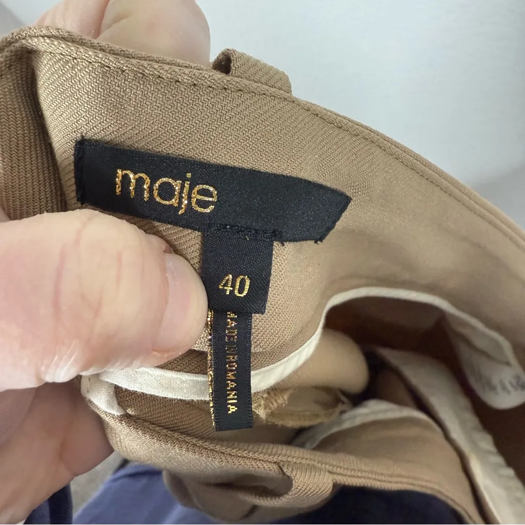 Maje Women’s Pleated Tailored Trouser Pants in Brown Size 40 (US L) - Image 13