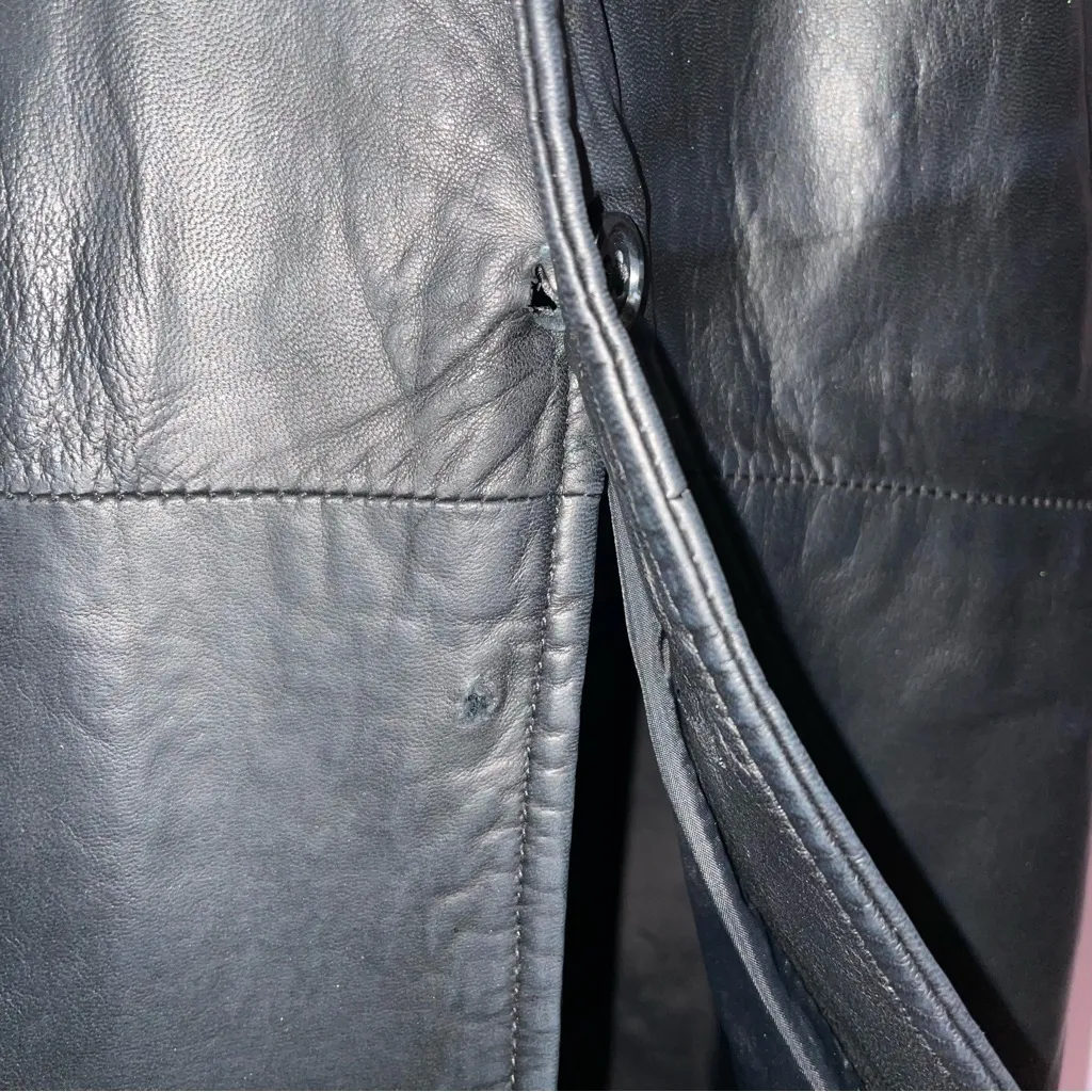 Ralph Lauren Vintage Leather Midi Dress Women Size 8 Black Quiet Luxury Mob Wife - Image 6