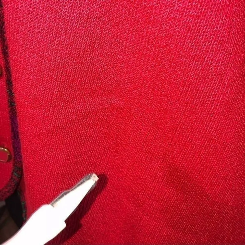 Leslie Fay Vintage 60s 70s Red Knit Buttoned Cardigan Large - Image 7