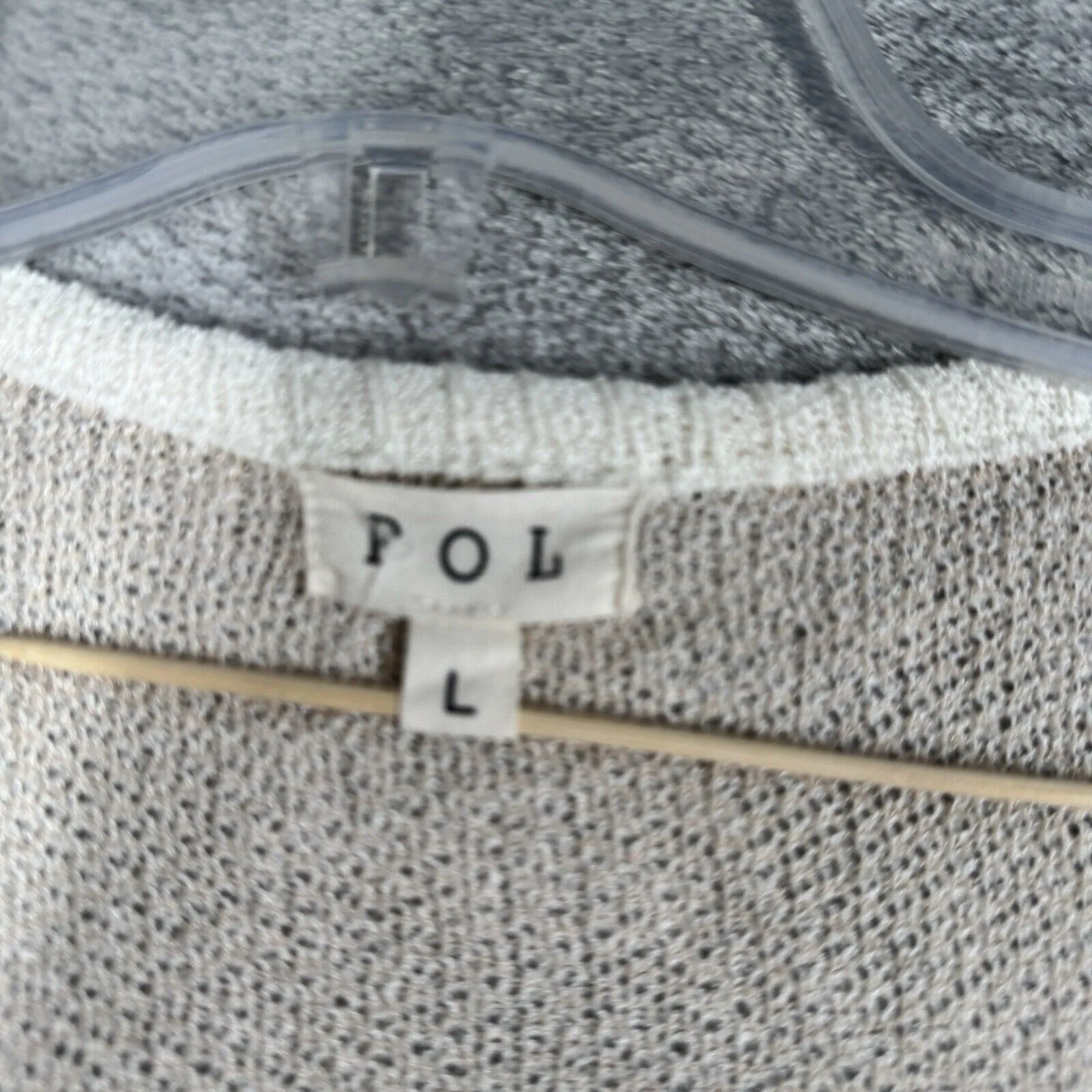 POL Sweater Womens Large Cream Cardigan Stars Semi Sheer Neutral Earthy Bohemian - Image 6