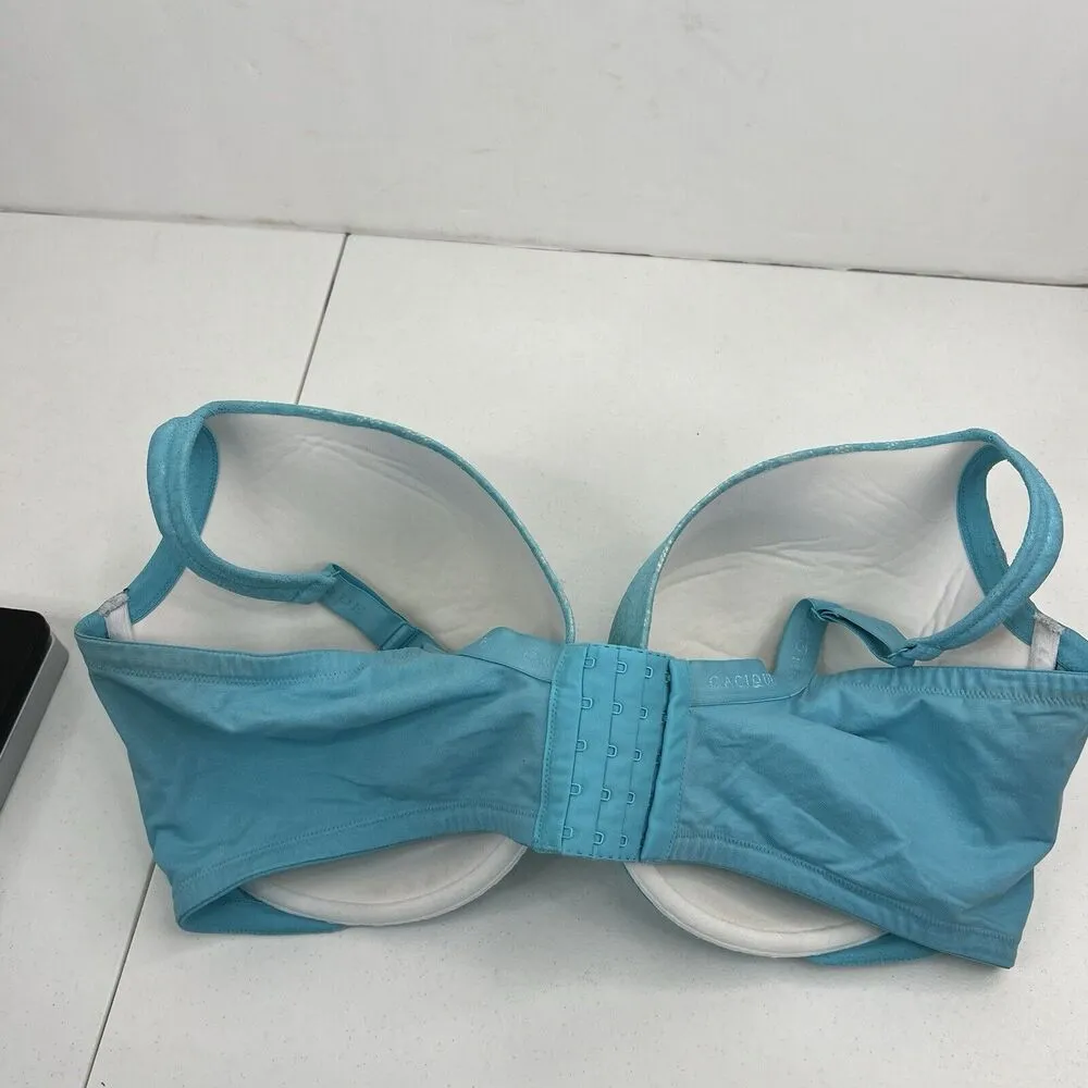 Cacique 44G Bra Boost Plunge Lined Padded Teal Lace Blend Underwired Women’s - Image 6