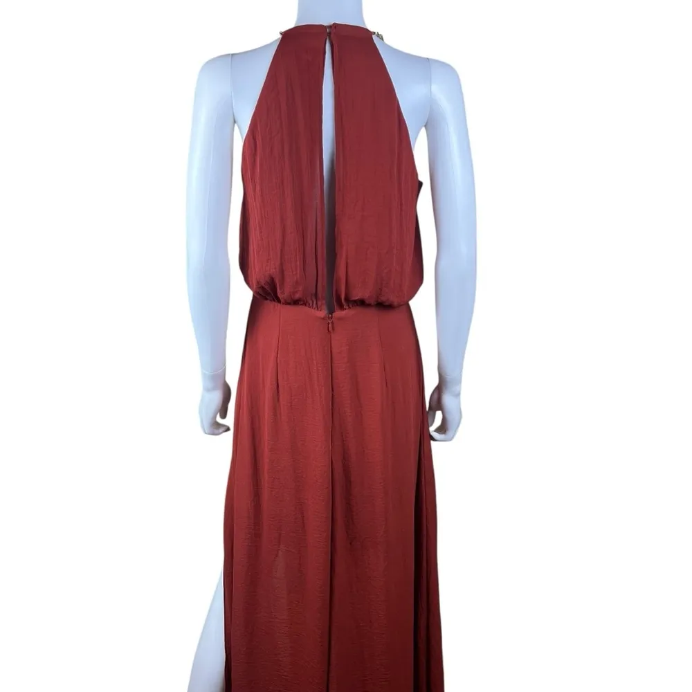 H&M Maxi Dress Gold Metal Chain Neckline - Image 8