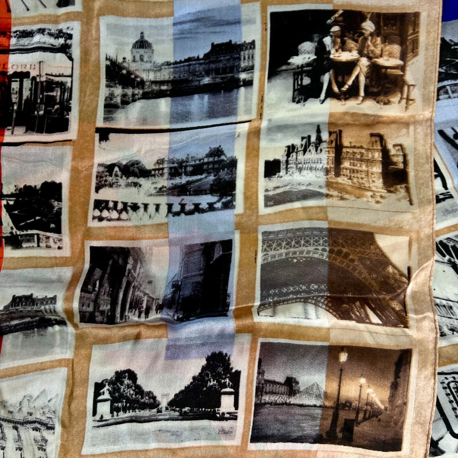 Vince Camuto silk scarf Paris Photograph red blue white - Image 4