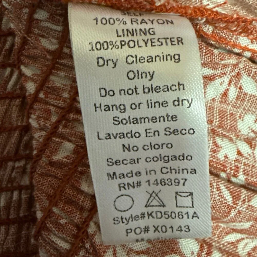 Endless Blu Brown Floral Sleeveless Smocked Cami Camisole Mini Tank Dress Size M Red Size M - Image 4