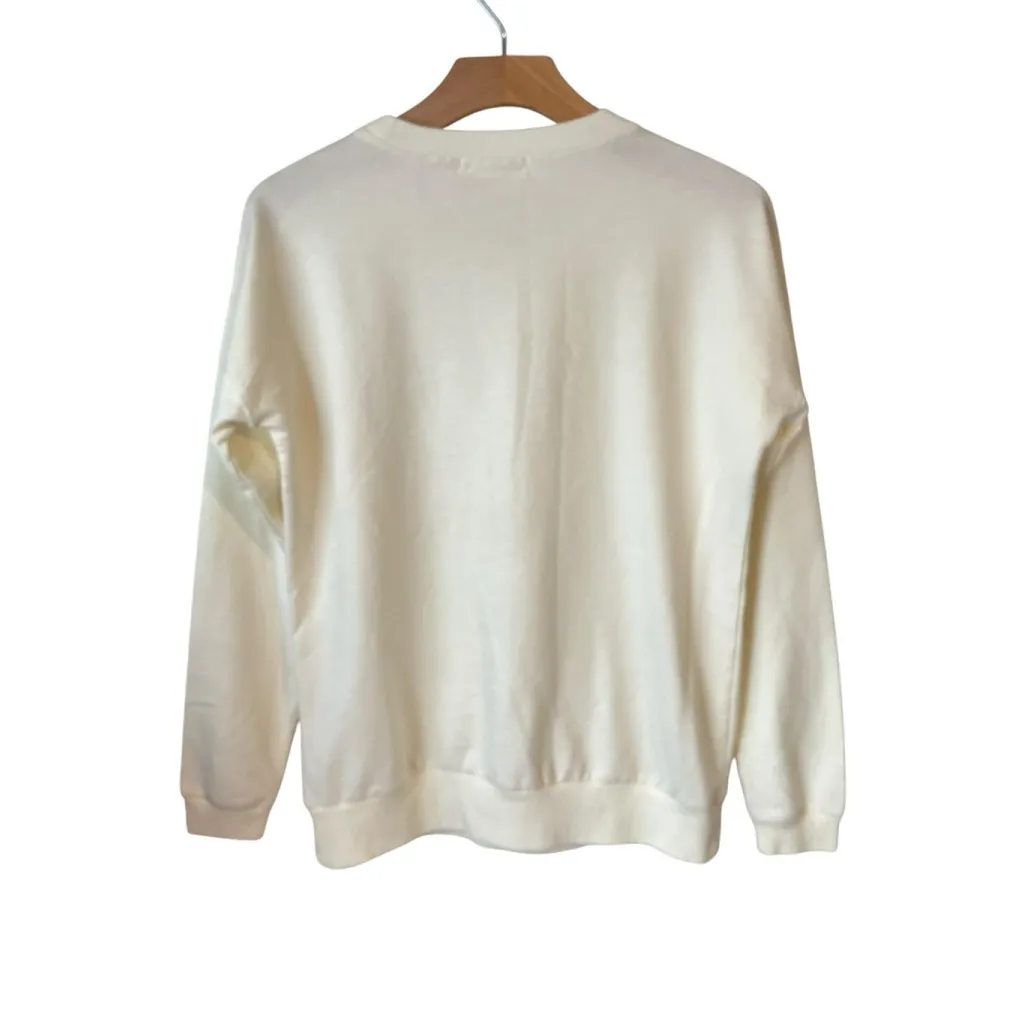 Retrology Sweater Womens M Cream Off White Pullover Sparkle Sequin Crew Neck Silver Size M - Image 8