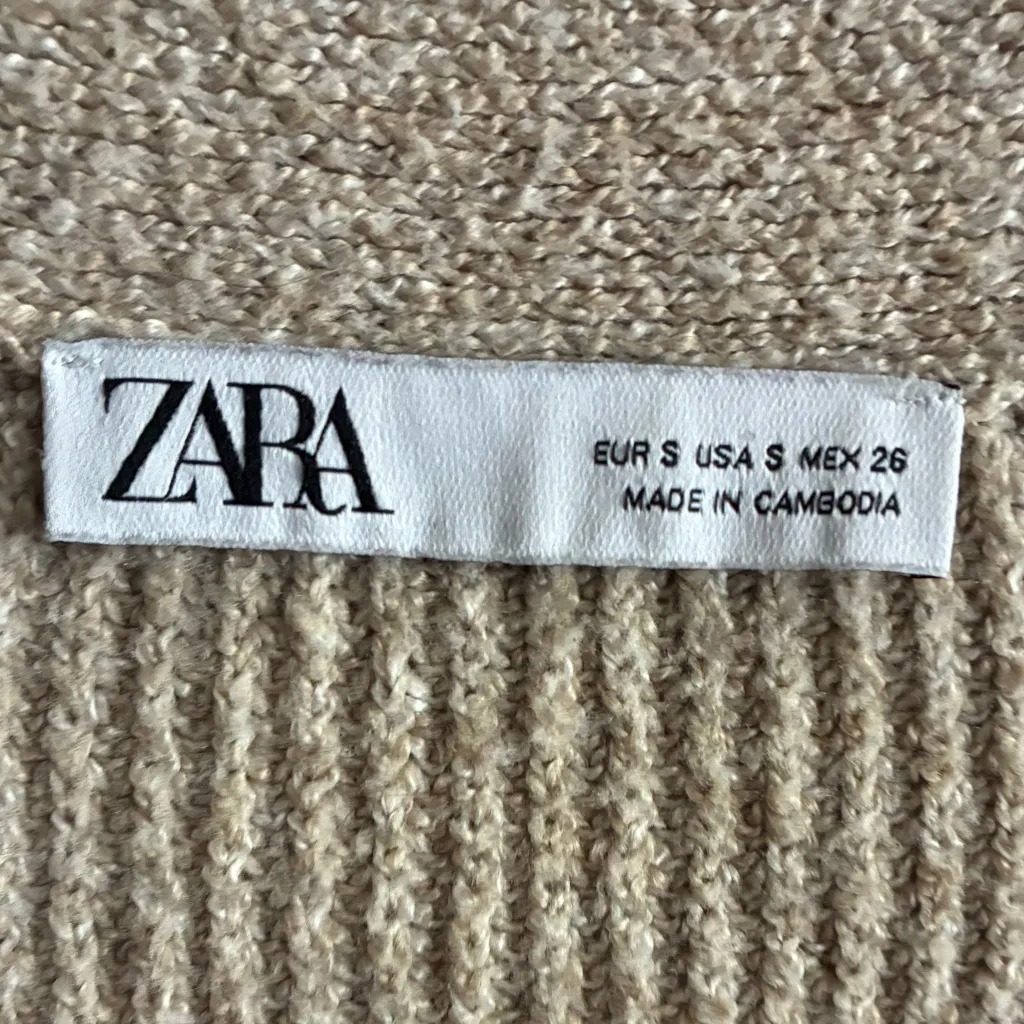 Zara Women's Elegant Beige Knit Cardigan Sweater S - Image 9