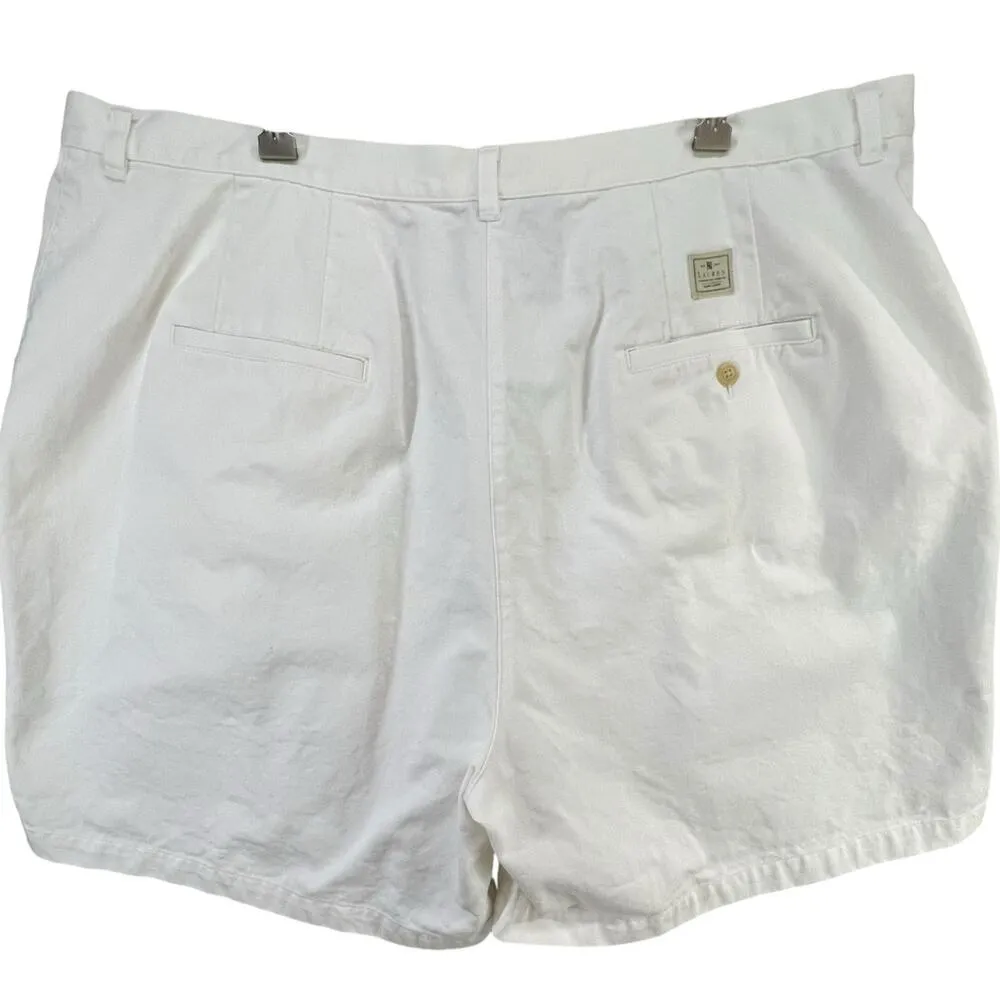 Lauren Ralph Lauren Shorts Womens 22W White Cotton Pleated High Rise Classic - Image 3