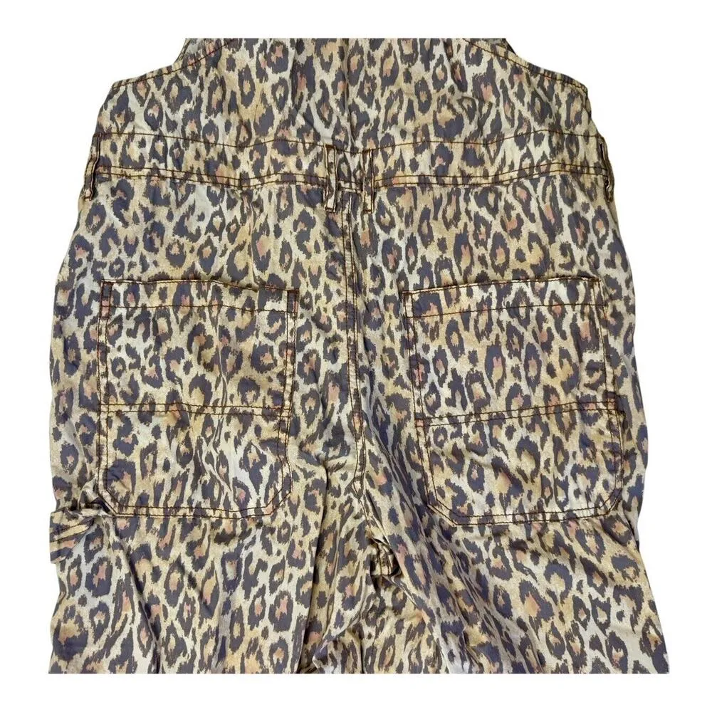Urban Outfitters Camille Cotton Printed Overalls Leopard Print Streetwear Sz SP - Image 7