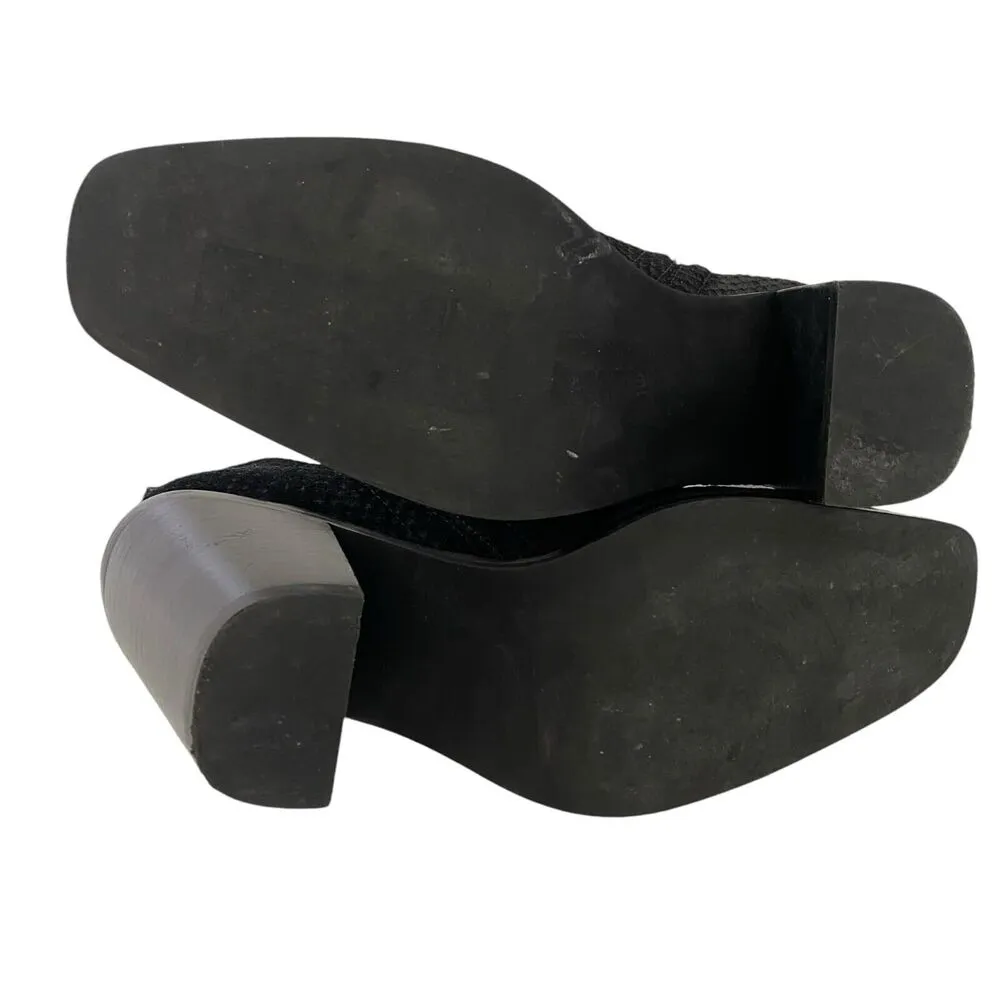 JEFFREY CAMPBELL Rosee Bootie Black Suede Leather Stacked Heel Bootie Women's 10 - Image 12