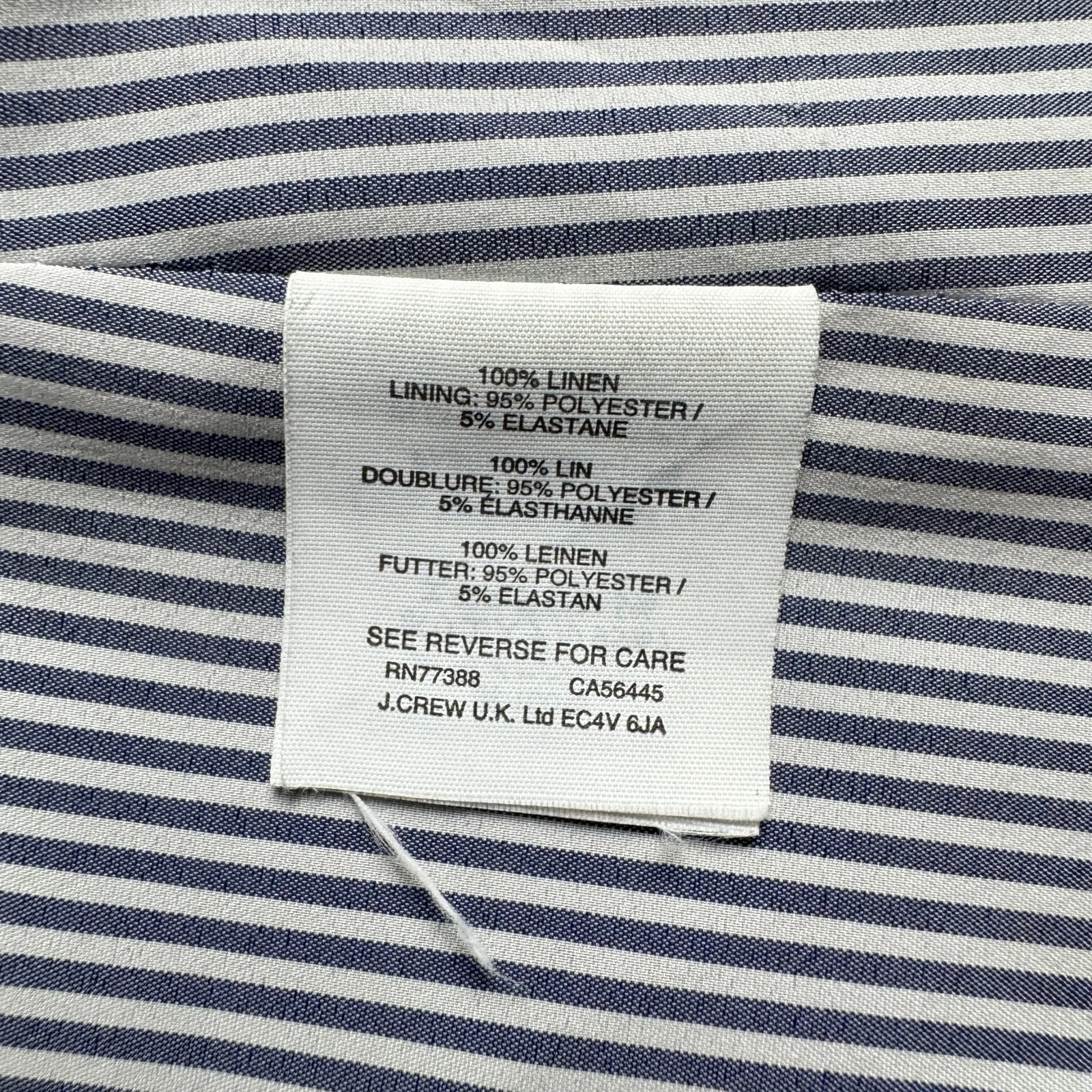 J.Crew Regent Blazer Women’s Size 4‎ Navy White Polka Dot Linen Jacket Blue - Image 7