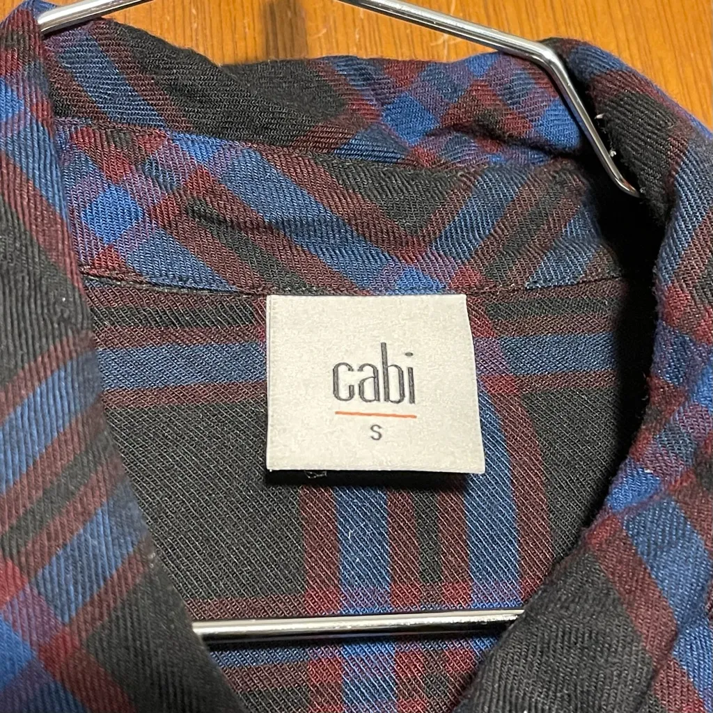 CAbi  Check Shirt Moody Plaid Peplum Button Down Shirt Size Small - Image 4