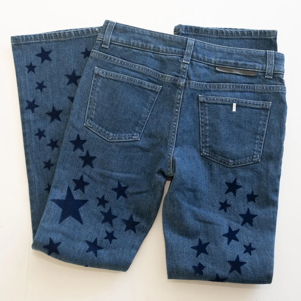 Stella McCartney. Blue Star Print Denim Flared Jeans. - Image 3