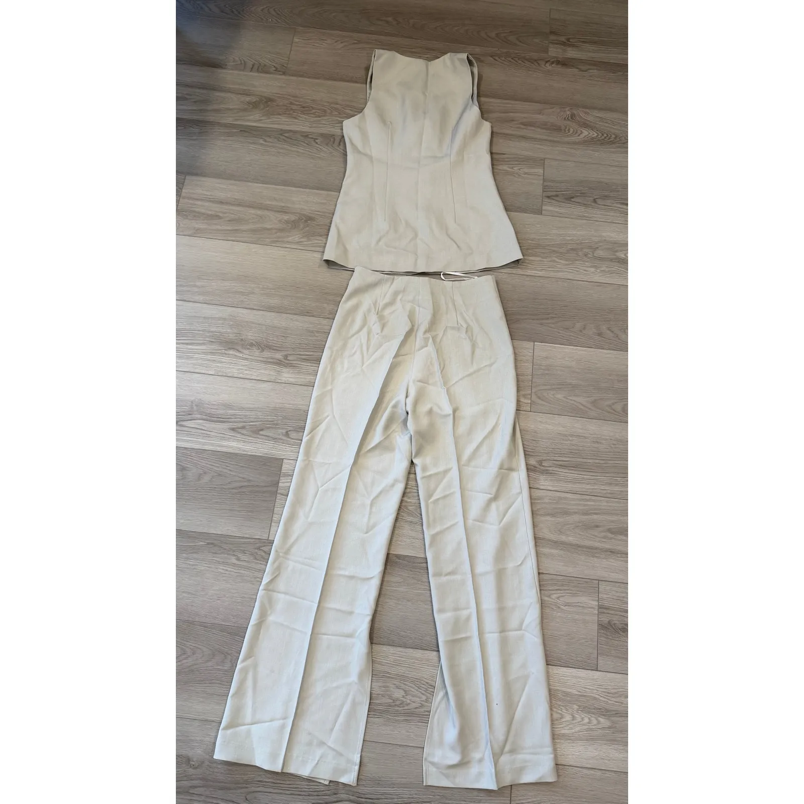 Commense Elegant Old Money Minimalist Gold Button Vest Pants Set Gray L Size L - Image 4