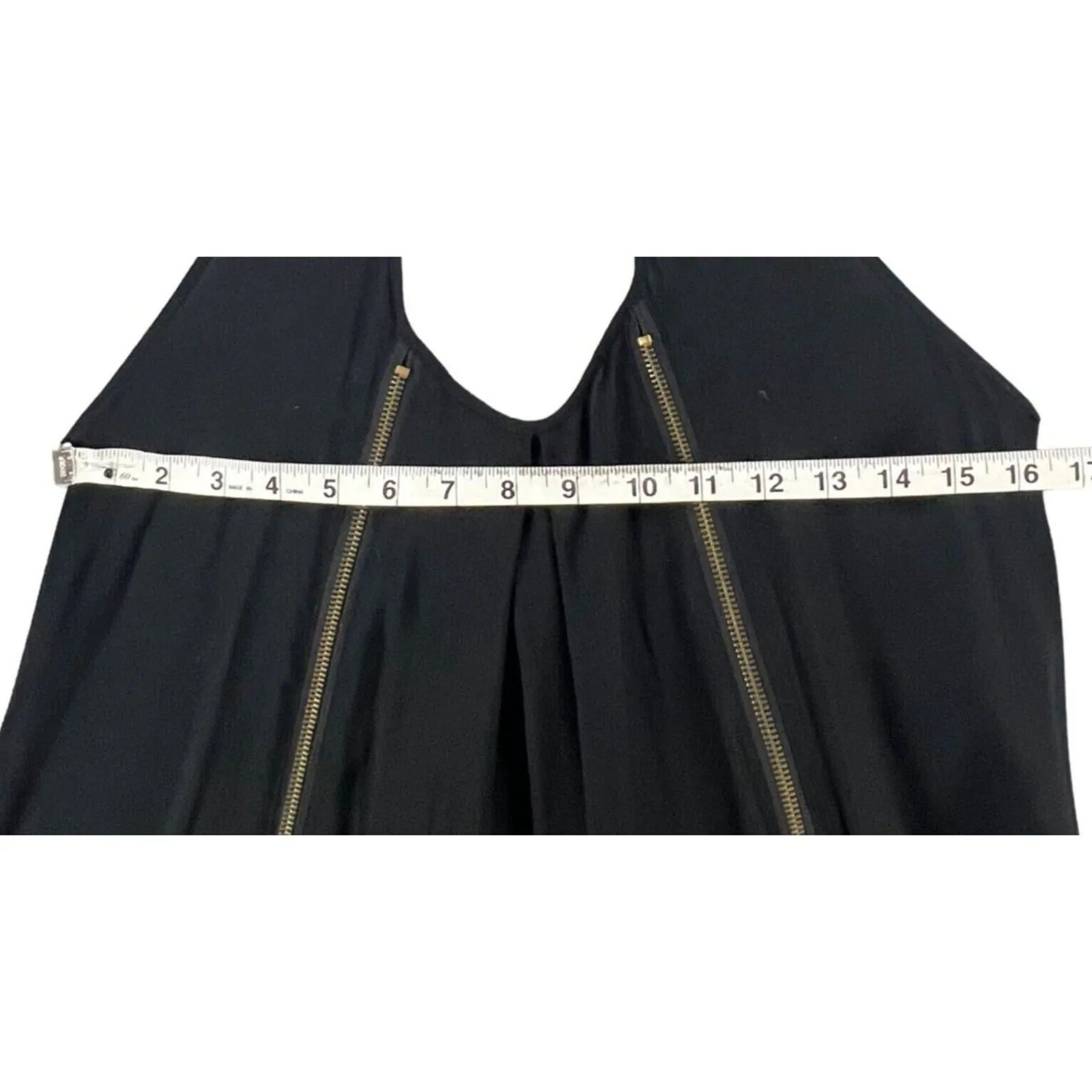 TAS Black Halter Top Small Black Zipper Detail Indie Sleaze Y2K Grunge Goth - Image 6