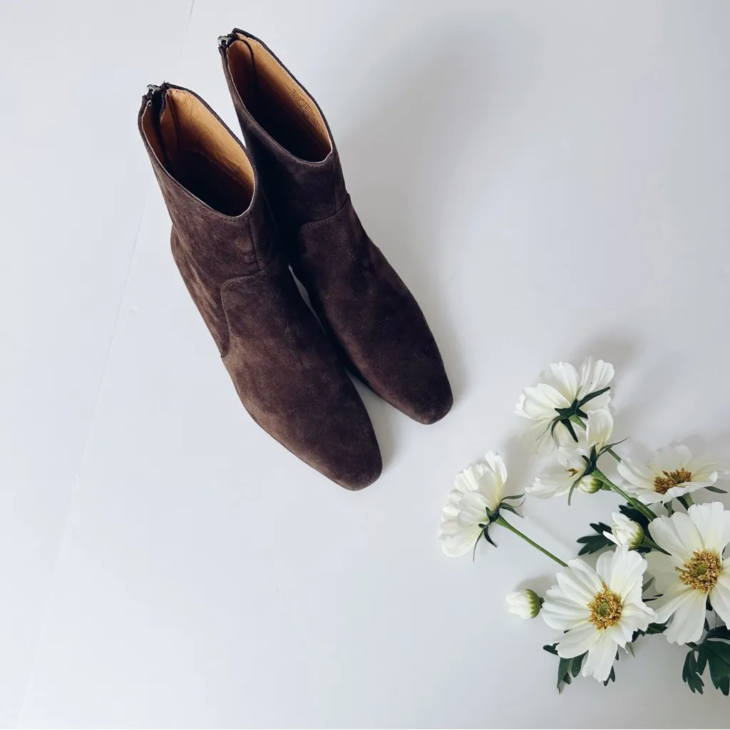 Madewell The Dimes Kitten Heel Boots in Suede Turkish Coffee Brown - Image 7