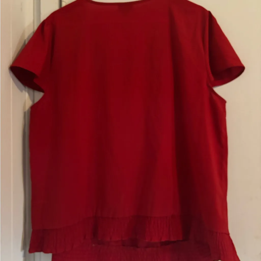 East 5th Red Blouse with Detailed Neckline - Image 3