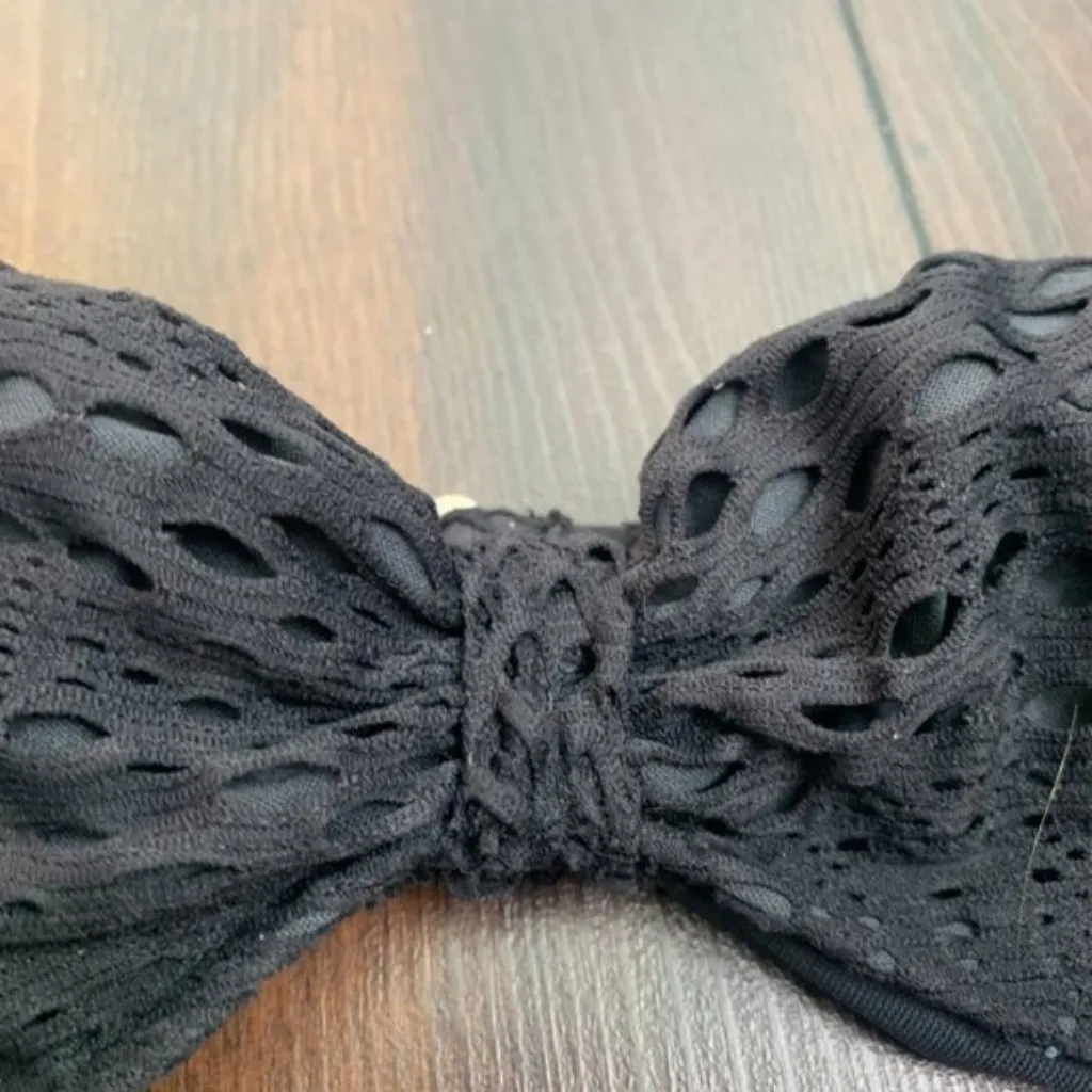 Billabong Black Lace Strapless Bandeau Bikini Top - Image 6