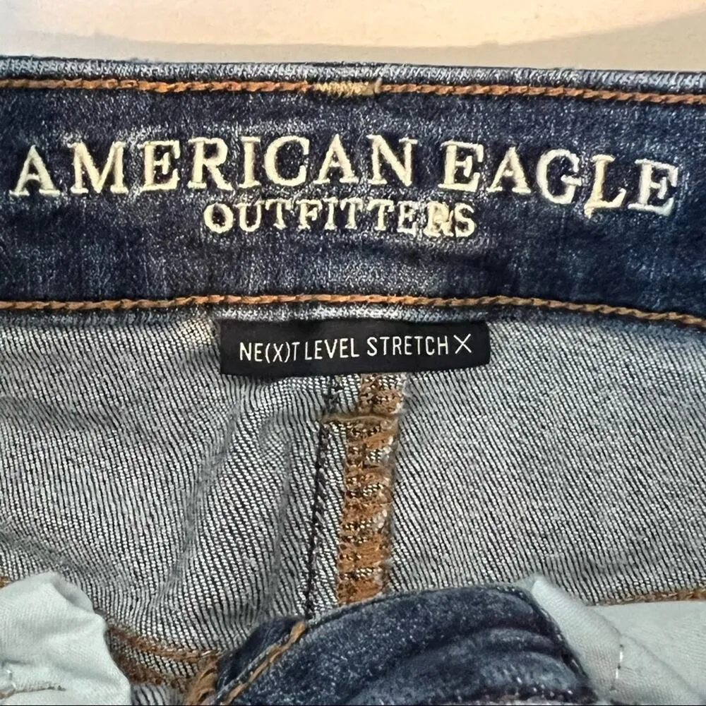 American Eagle high rise mini dark wash zip sides blue denim skirt size 0 - Image 8