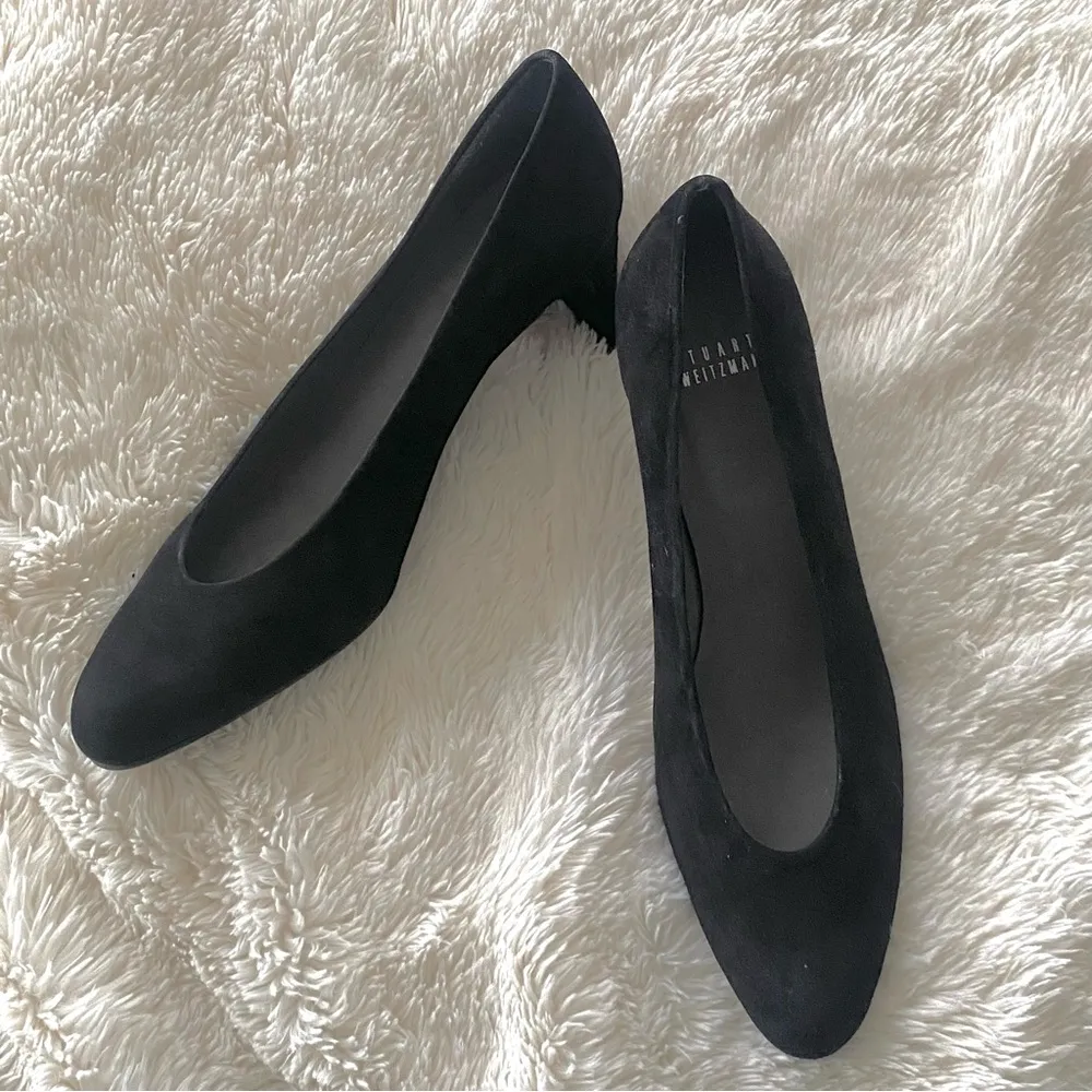 Stuart Weitzman Suede Round-Toe Pumps - Image 5
