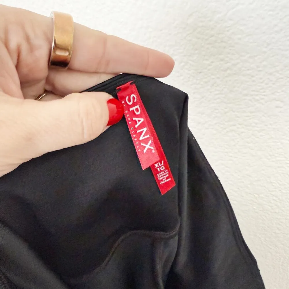 [SPANX] Faux Leather Camo Print Black Matte High Rise Shaping Leggings Size XL - Image 11