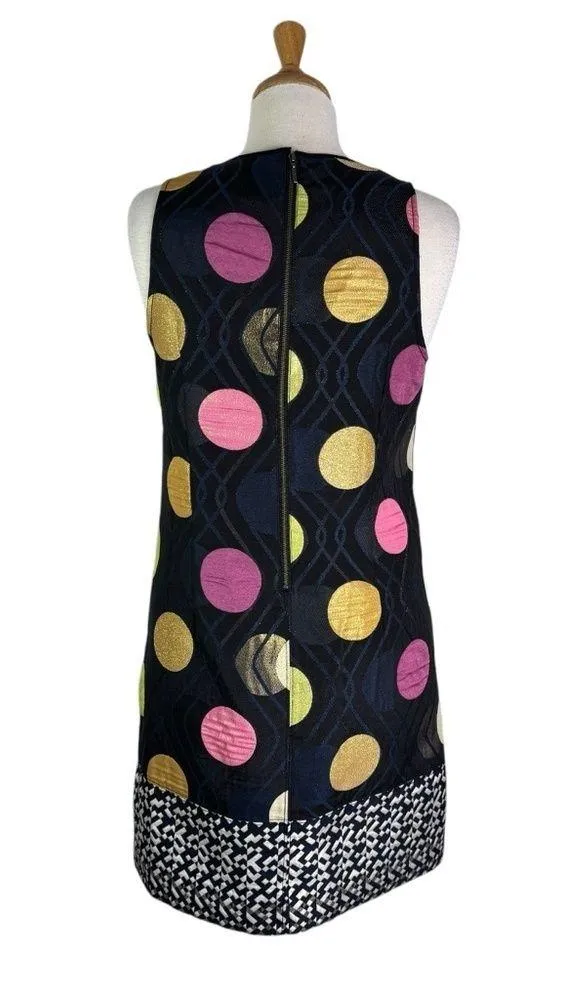 Anthropologie Maeve Tilde Metallic Polka Dot Mini Dress Navy Size S - Image 7