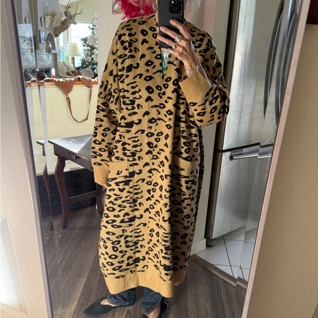 Leopard print knit duster jacket one size Brown Size undefined - Image 12