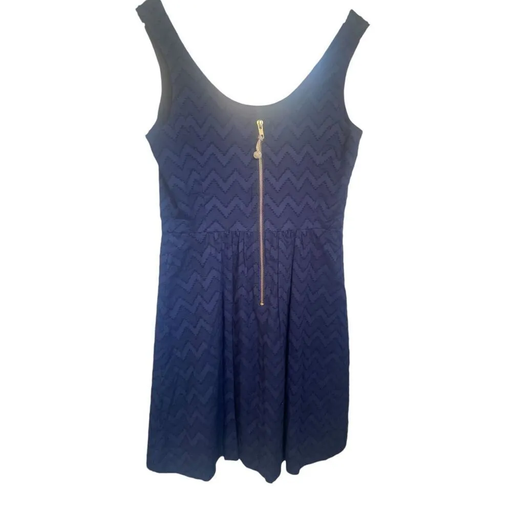 NWT Vineyard Vines Chevron A Line Sleeveless Dress Navy Blue 4 - Image 3