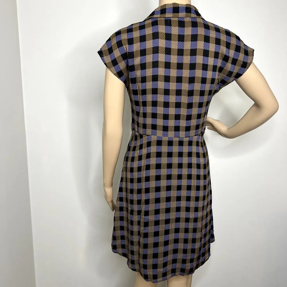 Urban Outfitters Plaid Checkered Short Sleeve Shirt Dress - Image 3