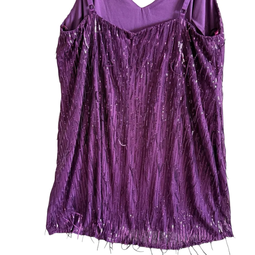 NWT City Studio Deep Purple Sequin Dangles Spaghetti Strap Mini Dress Size 2XL - Image 5
