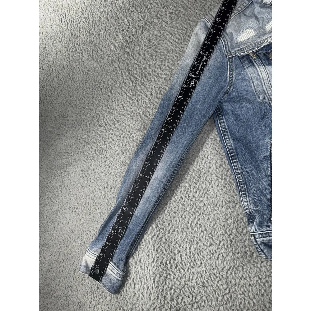 AG Adriano Goldshmied Jean Jacket XS Womens Blue Acid Wash Trucker Denim Stretch - Image 5