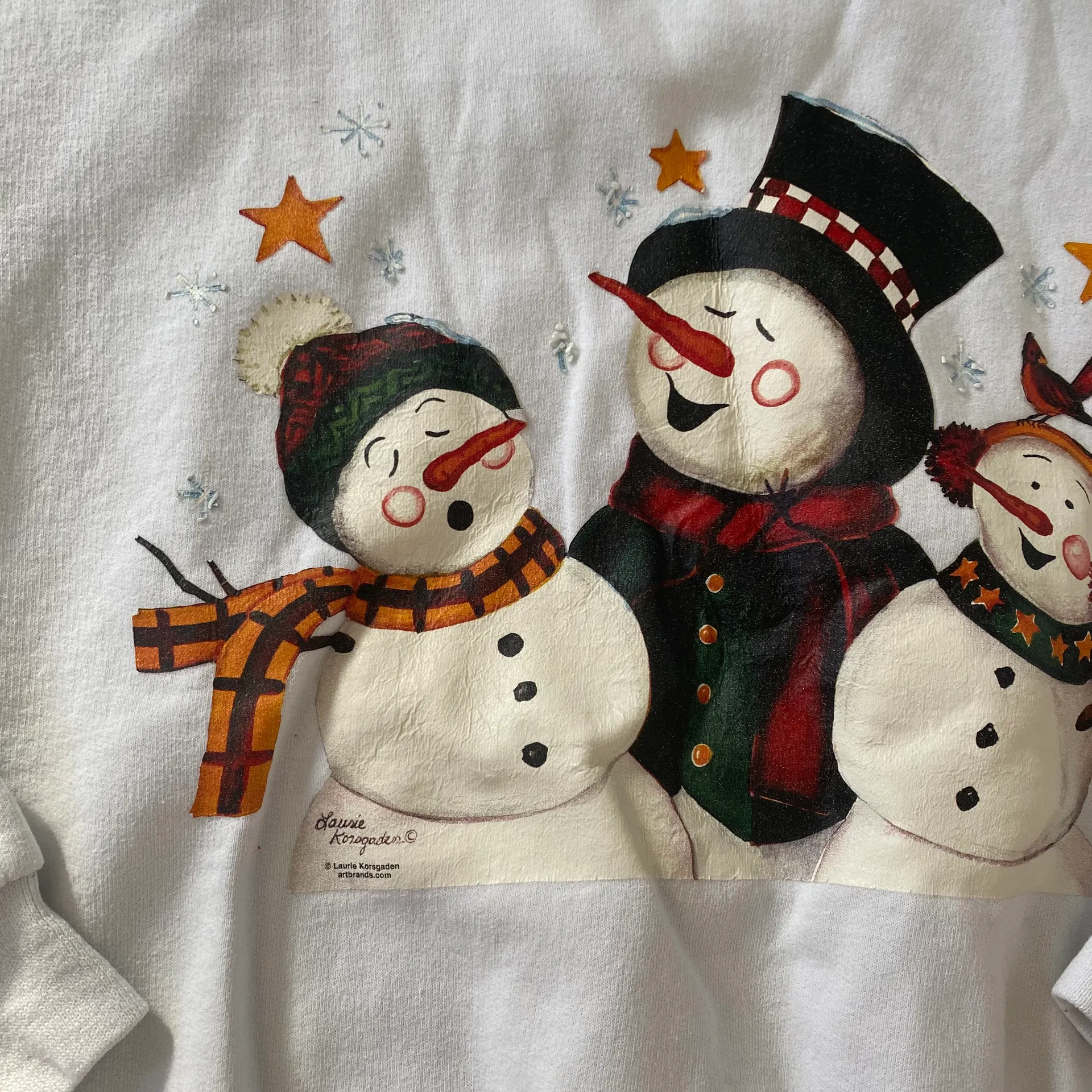 Singing Snowmen Sweatshirt White Size M - Image 2