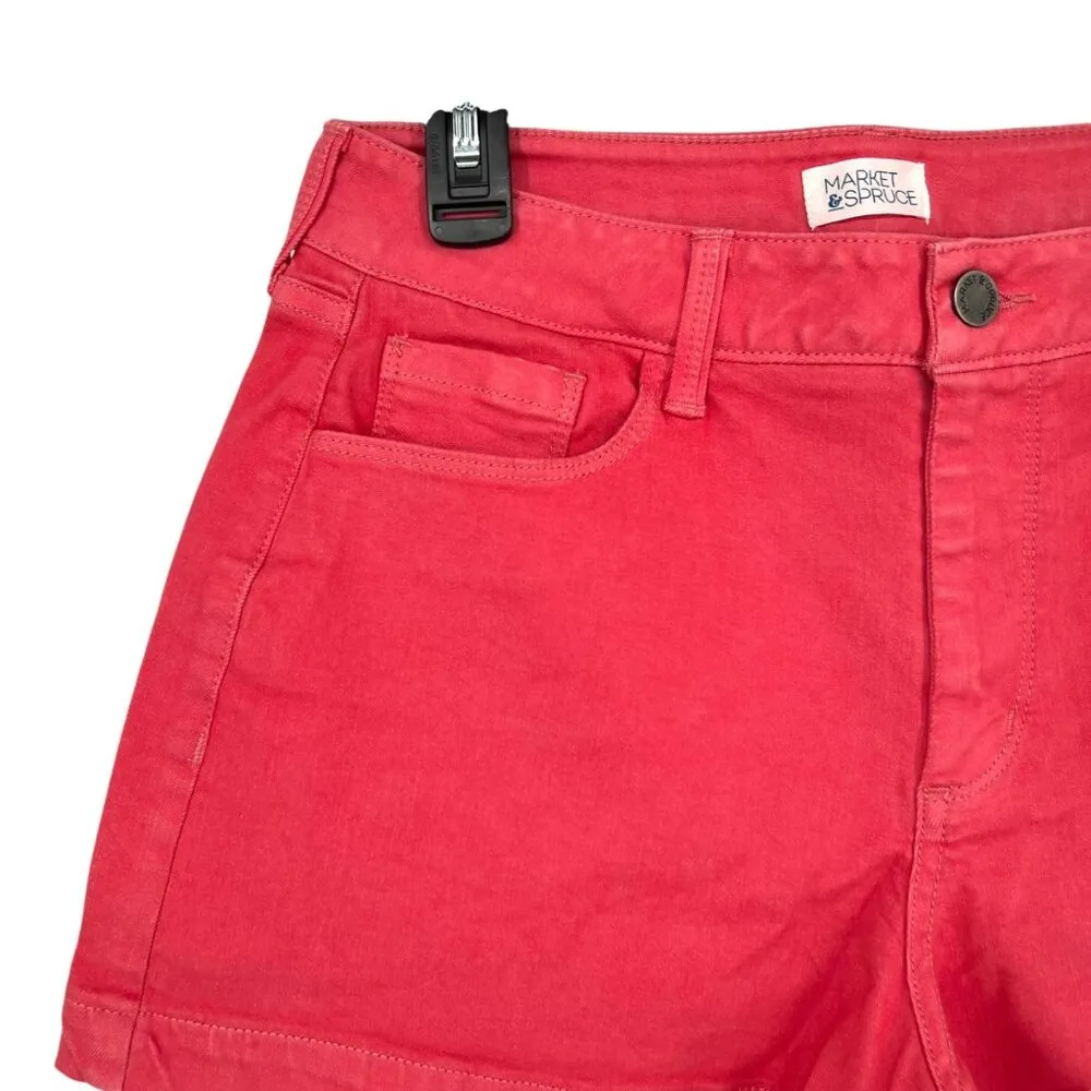 Market & Spruce Coral Cotton Blend Flat Front Mid-Rise Shorts Size 16 NWT - Image 2
