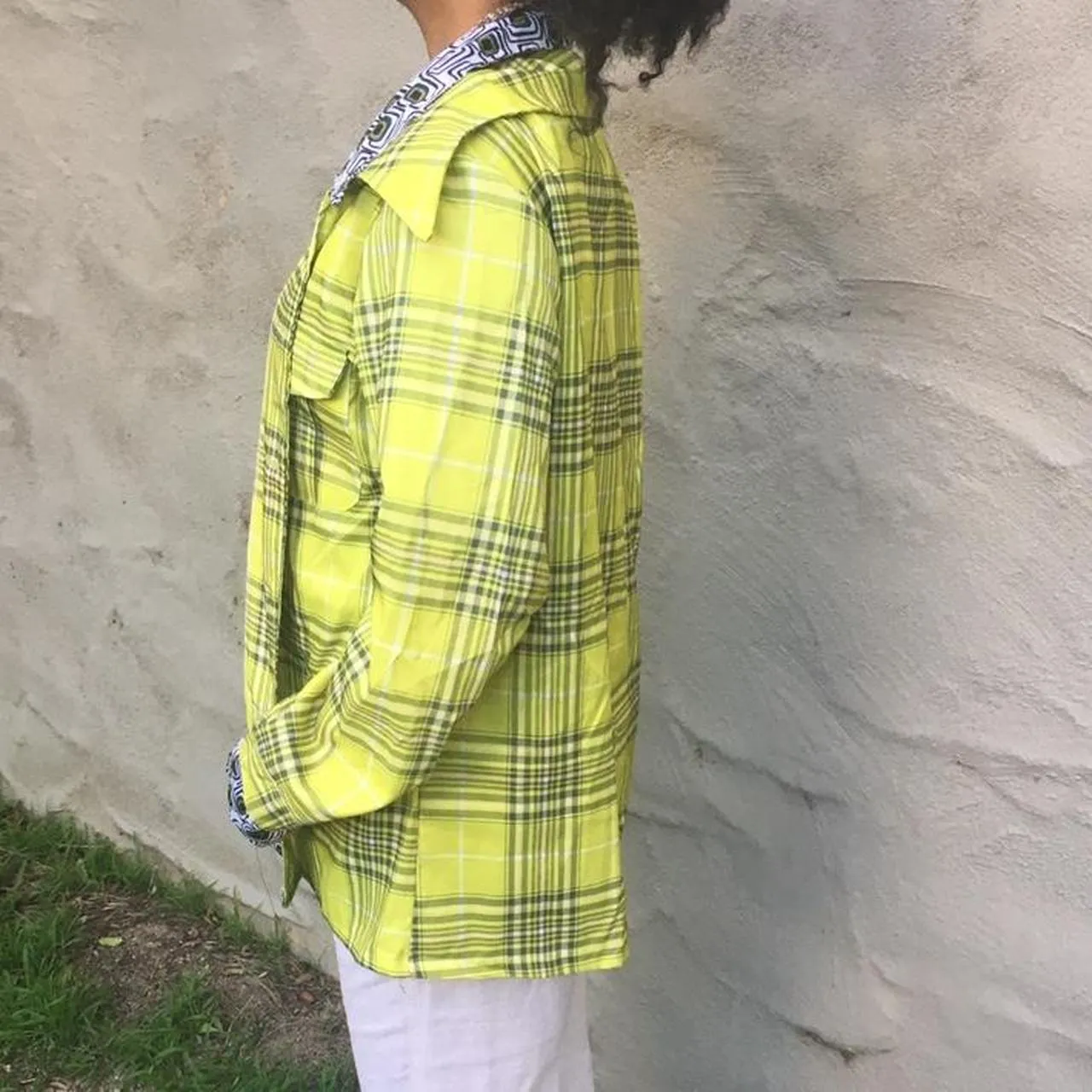 Yellow Plaid Two Piece Jacket With Geometric Lining Size undefined - Image 4