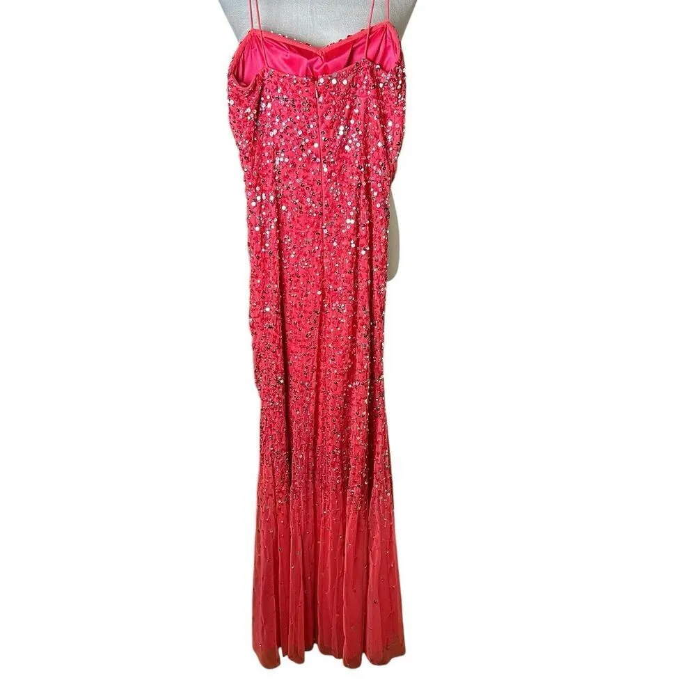 Cache Pink Sequin Gown 0 | Ruched Formal Evening Dress Prom Pageant Glam Sparkle - Image 6