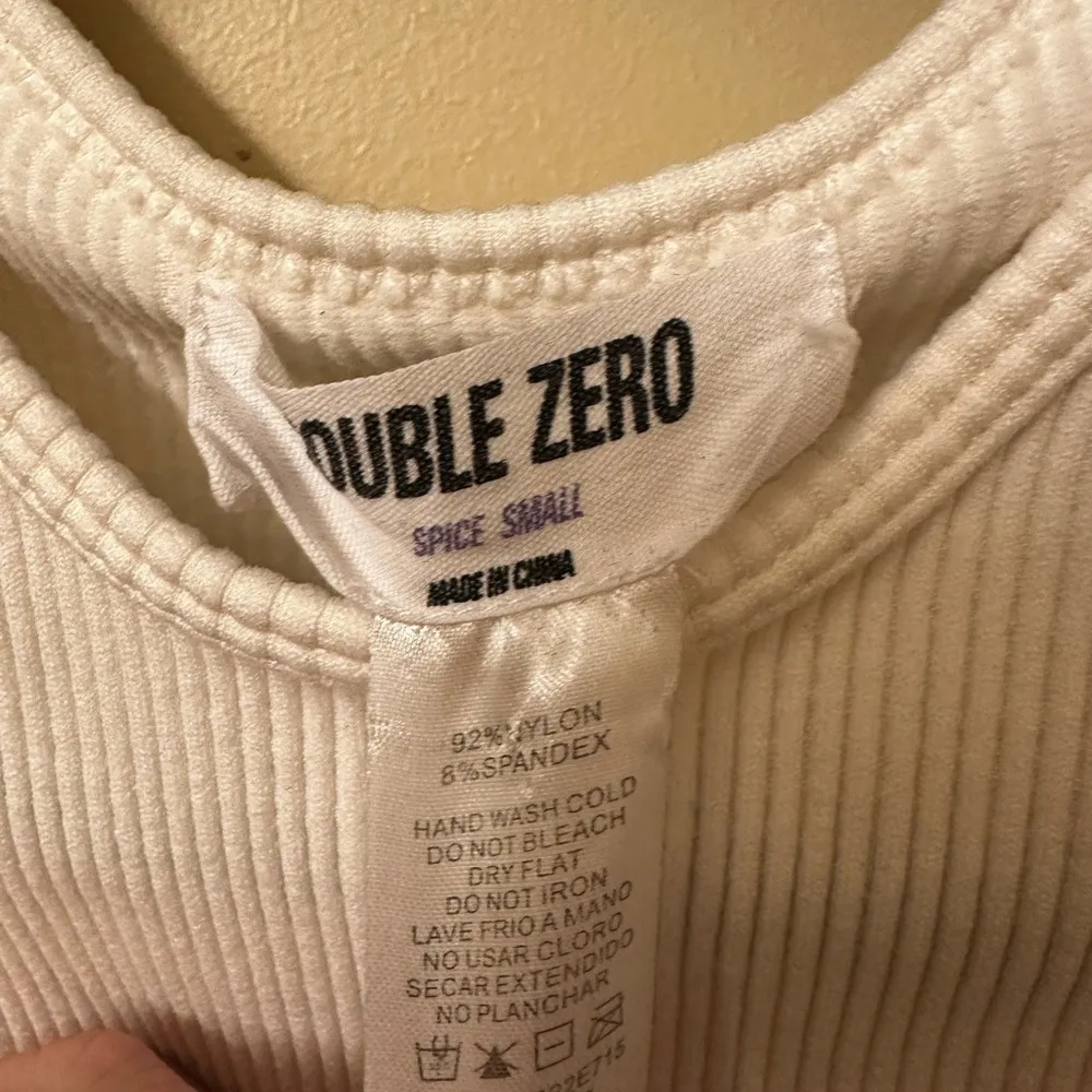 Double Zero White Bustier Ribbed Thong Body Suit - Image 8