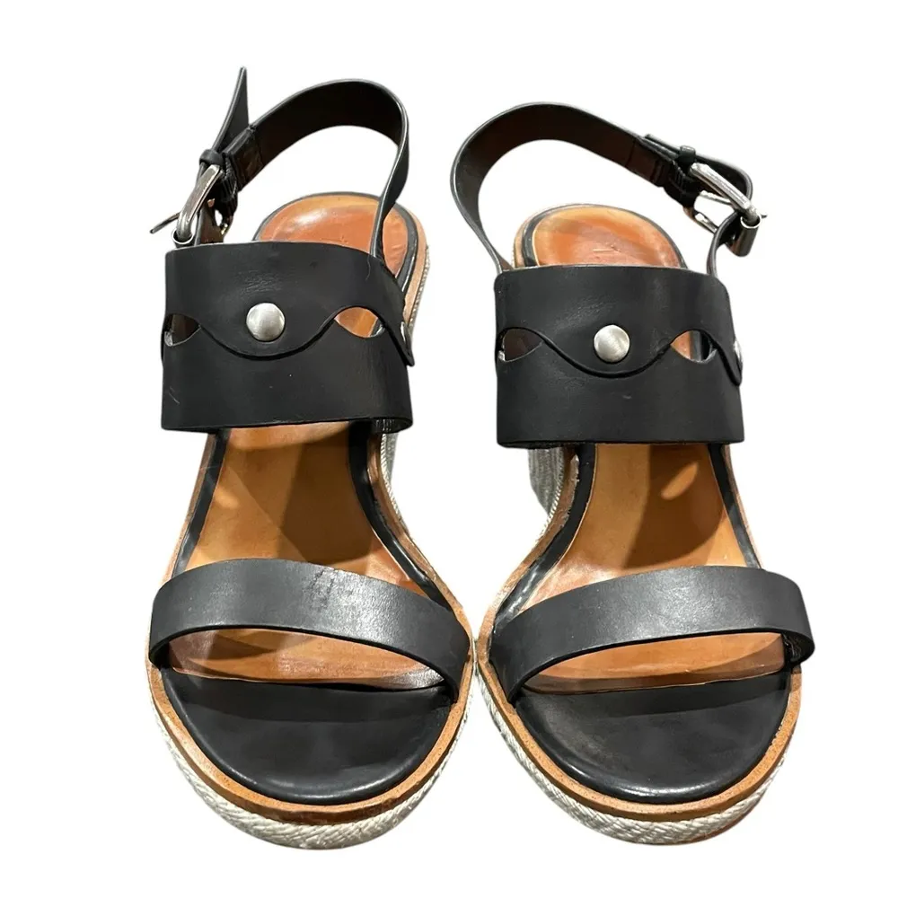 1. State Gizela Black Wedge Heel Size 7 Leather Sandals - Image 2