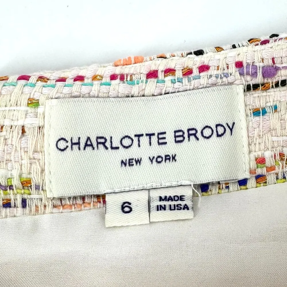 Charlotte Brody Tweed Skirt Cream with Multicolors Size 6 - Image 6